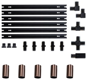 Sistema di illuminazione a binario moderno con 5 faretti bronzo scuro monofase GU10 50 mm - Iconic Ruby