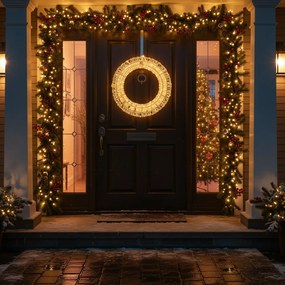 Lampada a sospensione natalizia a forma di ghirlanda argento 45 cm incl. LED IP44 - Nawa