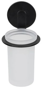 Bicchiere in vetro nero opaco autoportante per spazzolini da denti Bivio - Wenko