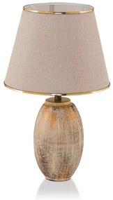 Lampada da tavolo color crema e dorata con paralume in tessuto (altezza totale 50 cm) Yakamoz – Opviq lights