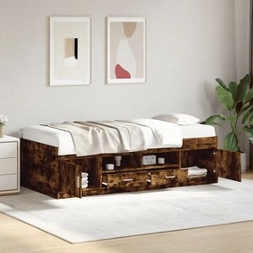 Divano letto con cassetti rovere fumo 90x190 cm multistrato