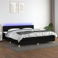 Letto a Molle Materasso e LED Nero 200x200cm in Tessuto cod mxl 63839