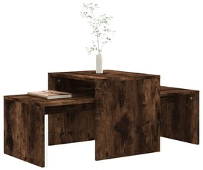 Set tavolini salotto rovere fumo 100x48x40 cm legno multistrato