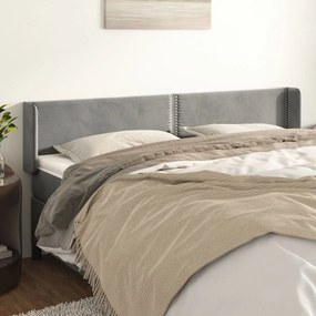 Testiera Ad Orecchio Grigio Chiaro 203x16x78/88 Cm İn Velluto /