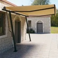 Tenda da Sole Retrattile Automatica Pali 4,5x3 m Gialla Bianca cod mxl 60244