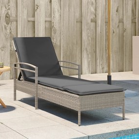 Lettino Con Cuscino Grigio Chiaro 63x200x81 Cm İn Polyrattan /