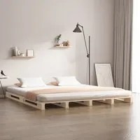 Letto a Pallet 140x200 cm in Legno Massello di Pino 821392