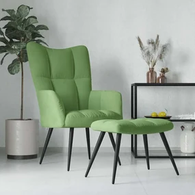 Poltrona Relax Con Poggiapiedi Verde Chiaro İn Velluto /