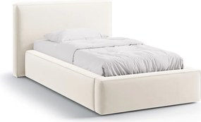 Letto singolo imbottito color crema con contenitore con rete inclusa 90x200 cm Jodie – Micadoni