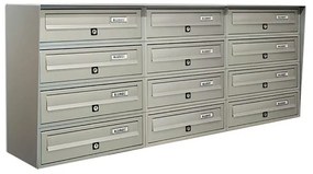 Casellario postale condominiale ALUBOX  Slim 12 posti formato rivista in alluminio argento satinato L 116 x P 30 x H 50 cm