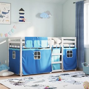 Letto A Castello Senza Materasso Blu 90x190cm Massello Pino /