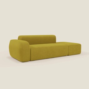 BonBon Divano modulare componibile – Composizione con pouf terminale in tessuto smacchiabile T23 giallo sole