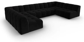 Divano angolare in velluto nero (a U) Kendal - Micadoni Home