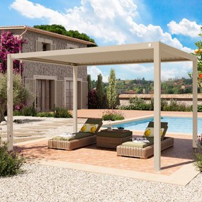 PRIMEYARD Pergola 3x4m, tetto lamellare, beige - (400148)