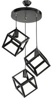 Lampada a sospensione 3 cubi nero Agatha MDL3790