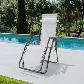 Sedia Sdraio A Gravità Zero Da Giardino Poggiatesta Regolabile Sedia Pieghevole Oscillante Ergonomica Traspirante Zero Gravity Da Esterno Piscina Mare Portata Massima 120 Kg (Bianco)