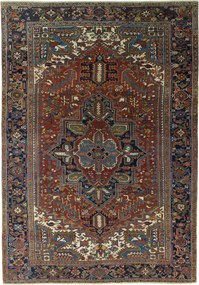 Heriz Tappeto 240x340 Rosso (Iran) Annodato A Mano