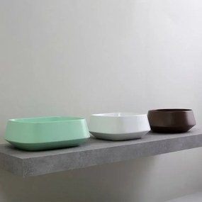 Lavabo da appoggio in ceramica bianco lucido quadrato 42 cm Aris
