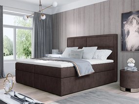 Letto matrimoniale boxspring Cardiff - 160 x 200 cm , Tessuto marrone