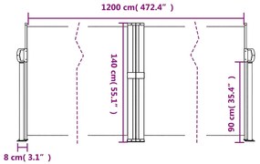 Tenda Laterale Retrattile Marrone 140x1200 cm