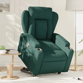 Poltrona Alzapersona Reclinabile Verde Scuro İn Tessuto /