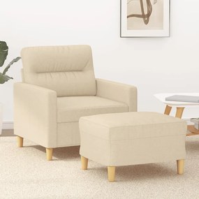 Poltrona Con Poggiapiedi Crema 60 Cm İn Tessuto /