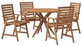 Set da pranzo per giardino 5 pz in legno massello di acacia