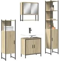 Set Mobili da Bagno 4 pz Rovere Sonoma in Legno Multistrato 3214711