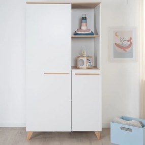 Armadio per bambini bianco con effetto rovere 52x180x180 cm Léon – Roba