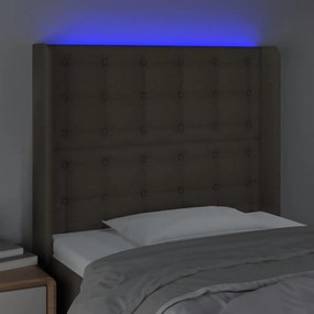 Testiera a led tortora 93x16x118/128 cm in tessuto