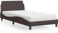 Letto con Materasso Marrone Scuro 100x200 cm in Tessuto 3208347