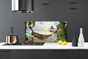 Pannello cucina paraschizzi Amaca da spiaggia mare paesaggio 100x50 cm