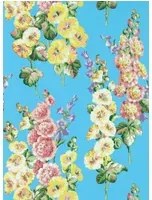 Sanderson Tapete Hollyhocks - Fire Pink/ Bright Blue