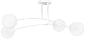 Plafoniera Moderna 4 Luci Susanoo In Acciaio Bianco E Vetri A Sfera In Bianco