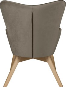 Poltrona con poggiapiedi marrone chiaro con rivestimento in velluto Niko – Ropez