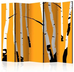 Paravento  Birches on the orange background II [Room Dividers]  Colore Giallo, Dimensioni e Misure 225x172