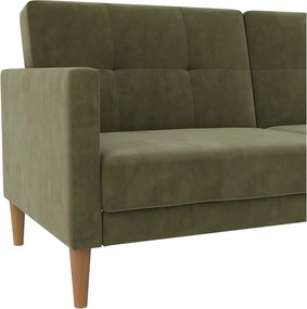 Divano letto in velluto verde 207 cm Lilly - Støraa