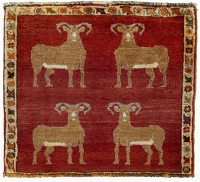 Gabbeh Tappeto 60x60 Rosso (Iran) Annodato A Mano