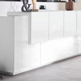 Mobile credenza NEW CORO L 220 x H 86 P 45 cm bianco lucido