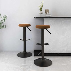 Sgabelli Da Bar 2 Pz Marroni İn Velluto /