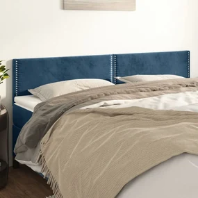 Testiera 2 Pz Blu Scuro 90x5x78/88 Cm İn Velluto /