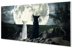 Quadro acrilico Wolves Moon Forest 100x50 cm