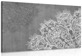 Stampa su tela – Elementi di Mandala floreale in bianco e nero
