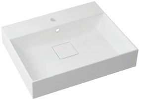 Lavabo da incasso con bordo a vista rettangolare vasca centrale Neo L 61 x H 15 x P 49 cm in resina bianco lucido