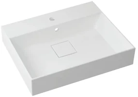 Lavabo da incasso con bordo a vista rettangolare vasca centrale Neo L 61 x H 15 x P 49 cm in resina bianco