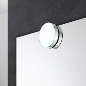 Applique bagno LED per specchio tondo 10 cm cromo luce naturale