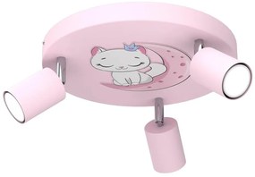 Luce Spot per bambini FUN 3xGU10/8W/230V rosa/gatta