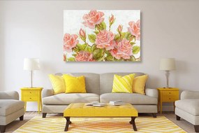 Quadro su tela – Bouquet vintage di rose