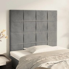 Testiera 2 Pz Grigio Chiaro 80x5x78/88 Cm İn Velluto /