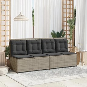 Panca reclinabile giardino con cuscini grigio chiaro polyrattan